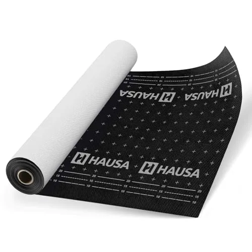 HAUSA Unterspannbahn Premium HU150 150g/m² 75m² (1,5mx50m) schwarz - Hochwertige Unterspannbahn für belüftete und unbelüftete Dächer, UV-beständig und robust. Bietet zuverlässigen Schutz gegen Witterungseinflüsse und verlängert die Lebensdauer Ihres Daches.