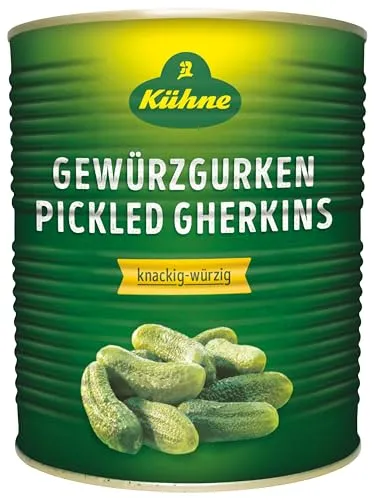 Kühne Gewürzgurken 55/60 - Fertiggemüse & -kartoffeln, aromatische Gewürzgurken Auslese mit Süßungsmitteln, ideal als Snack oder Beilage für jeden Anlass.