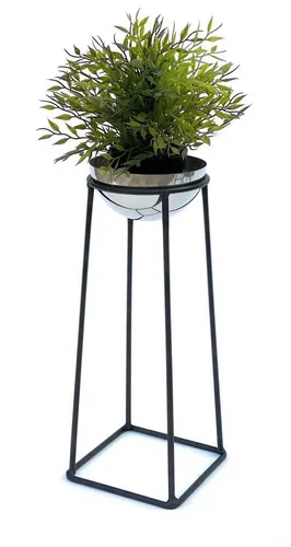 DanDiBo Blumenständer Metall mit Topf Schwarz Silber - Modern und stilvoll für Ihre Pflanzen - Blumenständer aus Metall, höhenverstellbar von 43 cm bis 69 cm, ideal für moderne Wohnräume und zur stilvollen Präsentation Ihrer Pflanzen.