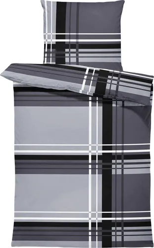 Bettwäsche 135x200 cm gestreift anthrazit grau silber schwarz modern Mikrofaser