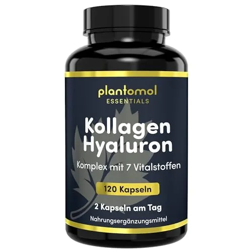 1000mg Kollagen Kapseln hochdosiert + 150mg Hyaluronsäure pro Tagesdosis, mit Biotin Zink & Vitamin C