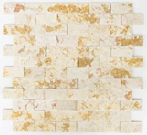 Mosaik Fliese Marmor Naturstein Brick Splitface sunny beige 3 D MOS42-X3D46_f