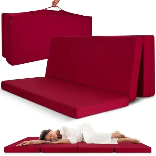 Beautissu Klappmatratze 120x195 cm – Faltbare Gästematratze für Reisen und Camping - Matratzen: Vielseitige Klappmatratze mit hohem Komfort und abnehmbarem, waschbarem Bezug – ideal für Übernachtungsgäste und platzsparend im Transport.