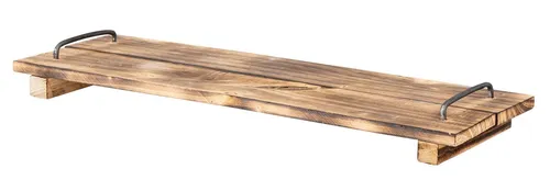 Levandeo® Dekotablett, Tablett Holz L60cm Naturbraun Geflammt Serviertablett Deko Küchen