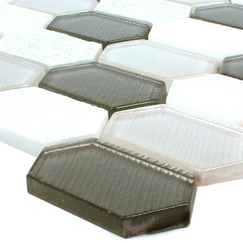 Glas Naturstein Marmor Mosaikfliesen Februata Hexagon Weiss Beige Grau