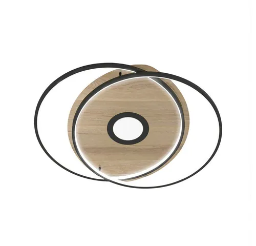 Selltec LED Deckenlampe Q-AMIRA - Smart Home, dimmbar mit Fernbedienung und CCT Lichtfarbwechsel - Moderne LED Deckenlampe mit Holzdekor, dimmbar und CCT Lichtfarbwechsel. Perfekt für Wohnzimmer oder Flur, kompatibel mit Alexa und Google Home für einfache Steuerung.