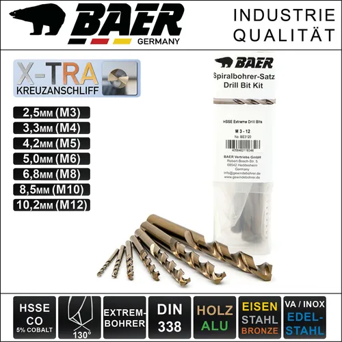 Produktbild BAER Kernlochbohrer Satz Gewinde M3