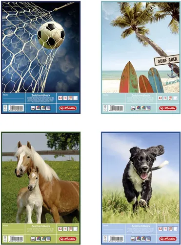 herlitz Zeichenblock A4 20 Blatt 4 Motive sortiert