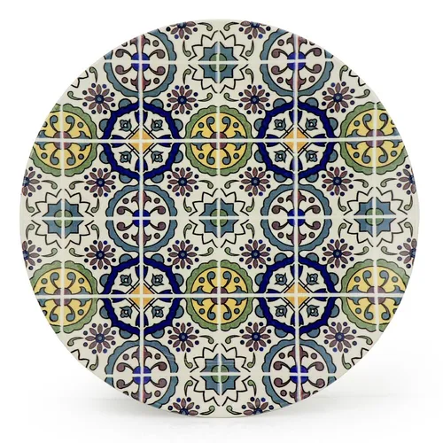 6-er Set Orientalischer Porzellan-Teller Sahara rund Ø25cm Gelb-Blau-Bunt Speise