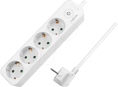 LOGILINK LPS245 - Steckdosenleiste, 4-fach, 1,5 m, mit Schalter, weiß