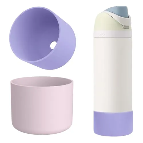 Silikon-Wasserflaschendeckel für Owala 907 ml, 2 Stück, Bodenabdeckung für Owala, schützende Flasche unten, für OwalaTwist/FreeSip/Flip Edelstahl-Wasserflasche (lila + pink)