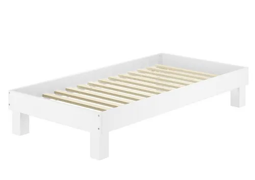 ERST-HOLZ Massivholzbett Bettrahmen Gästebett Futonbett Buche Massiv 100 x 200 cm, Buche waschweiß