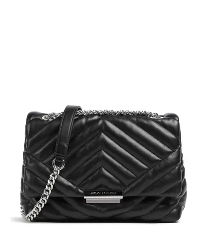 Armani Exchange Schultertasche schwarz - Damen-Schultertaschen mit elegantem Getuftetem Winkel-Design und stylischem Crossbody-Gurt aus Metall für einen modernen Look.