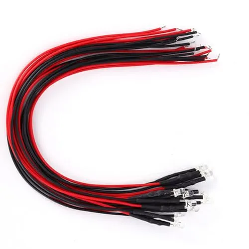 50Pcs Diode Wired Leuchtdiode Wired Multicolor LED-Licht 3mm Warmweißes Licht 12V