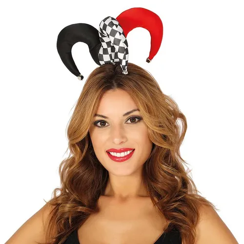 Kleiner Harlekin-Hut für Erwachsene Mini-Narrenkappe Schwarz-Weiß-Rot Karneval