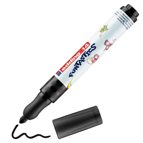 edding 14 FUNTASTICS - Malstifte für Kinder - schwarz - Rundspitze 3 mm - für Malspaß auf hellem Papier und Karton - abwaschbar von Haut und Textilien