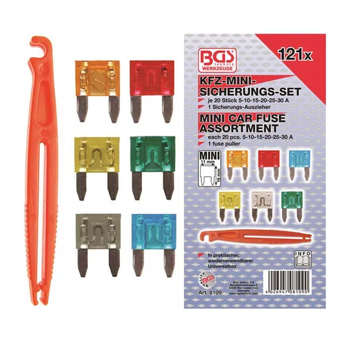 Produktbild BGS-8109 KFZ-Mini-Sicherungssortiment, 121-tlg.