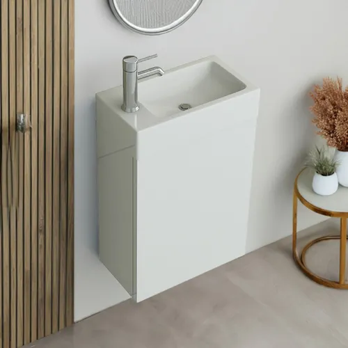 Jet-Line® Badmöbel Set Aarau - Hochglanz Waschtisch für Gäste-WC - Elegantes Badmöbelset mit 40 cm breitem Waschbecken und Unterschrank. Ideal für Gäste-WCs, bietet ausreichend Stauraum und individuelle Farbwahl für Fronten.