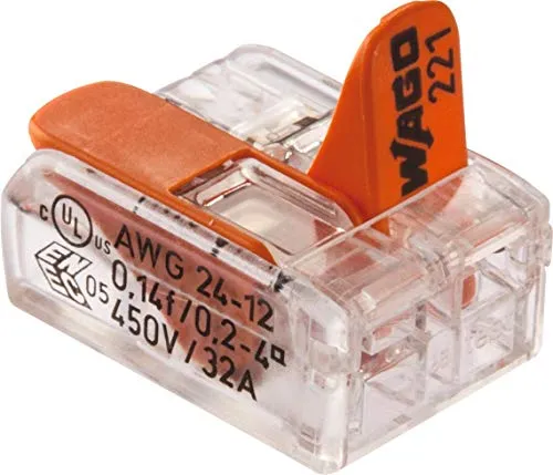 WAGO® Klemme, 2-Leiter, 4 mm², Verbindungsklemme mit Hebel, 221-412 (16 Stück)