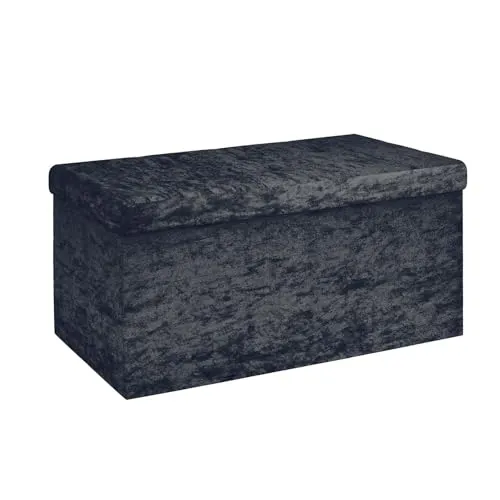 INTIRILIFE Faltbare Sitzbank - Multifunktionale Samtbox in Schwarz - Stilvolle Hocker mit Stauraum, gepolstertem Deckel und klappbarem Design. Ideal als Sitzgelegenheit oder Aufbewahrungsbox für jedes Zimmer.