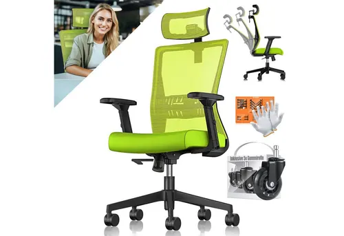 KESSER® Ergonomischer Bürostuhl mit verstellbaren Armlehnen in grün von Kesser