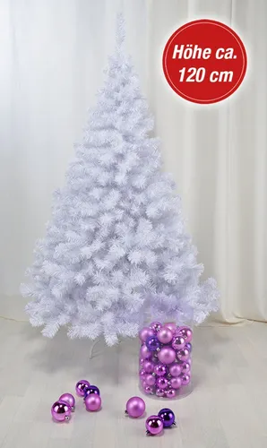 Künstlicher Weihnachtsbaum 120cm weiß - Hochwertiger künstlicher Tannenbaum, jedes Jahr wiederverwendbar, kein Nadeln mehr! Inkl. Metallständer, platzsparend zusammenlegbar. Perfekt für eine stilvolle Weihnachtsdekoration.