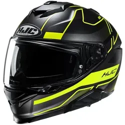 HJC i71 Iorix Helm, schwarz-gelb, Größe M - Motorradhelm mit fortschrittlicher Polycarbonat Schale und integrierter Sonnenblende für optimale Sicht und Sicherheit, ideal für Männer auf Tour.