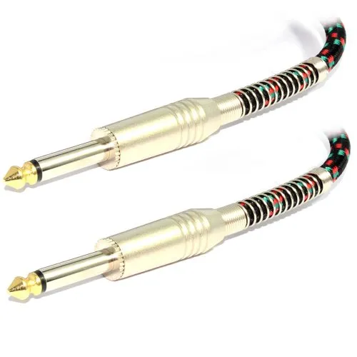 HQ Spiralförmige Abgeschirmtes Gitarren Anschlusskabel 6,35 mm Mono Klinkenstecker Kabel Vergoldeten Tip 5 m [5 Meter]