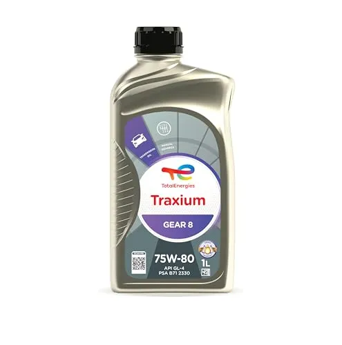 Total Traxium Gear 8 75W-80 1 Liter - Getriebeöl für manuelle Schaltgetriebe, ideal für PSA Fahrzeuge mit verlängertem Wechselintervall bis 250 Tkm, bietet effizienten Schutz gegen Verschleiß und Korrosion.