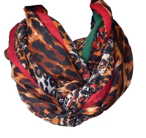 GIL-DESIGN XXL LOOP SCHAL SCHLAUCHSCHAL RUNDSCHAL HALSTUCH TÜCHER AUSWAHL HERBST WINTER 2023-2024 (Leopard Braun Grün Rot Schwarz)