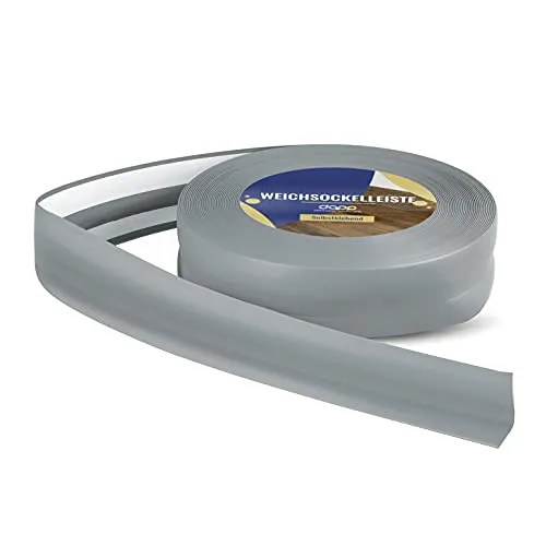 DQ-PP WEICHSOCKELLEISTE – 5m – ashgrau – 32x23mm – PVC – selbstklebend – Knickwinkel Fussleisten Gummileiste Sockelleiste Winkelprofil Abschlussleiste Bodenleiste