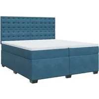 vidaXL Boxspringbett mit Matratze Blau 200x200 cm Samt - Luxuriöses Boxspringbett mit LED-Beleuchtung für ein individuelles Ambiente und Taschenfederkernmatratze für optimalen Schlafkomfort. Ideal für erholsame Nächte!