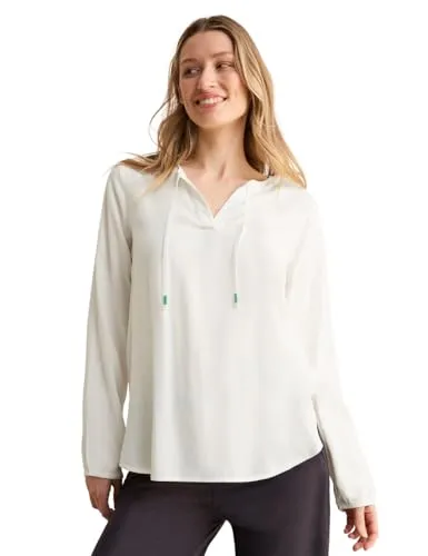 Cecil Damen Bluse in Unifarbe - Elegante Langarmbluse mit geschlitztem Rundhals und Bändern. Die elastischen Bündchen und der gerundete Saum sorgen für einen perfekten Sitz und hohen Tragekomfort. Ideal für jeden Anlass.
