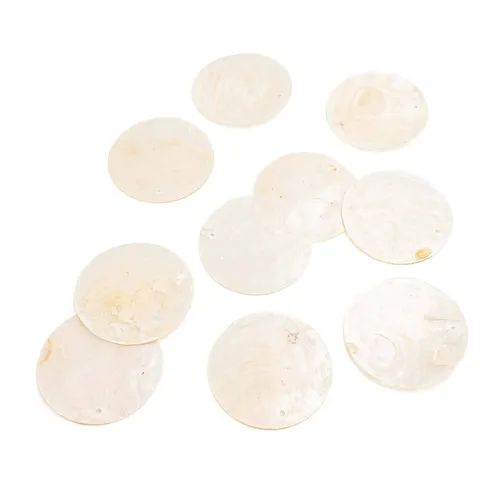 Vintageparts DIY Capiz Muschelscheiben in cremeweiß 40 mm 10 Stück