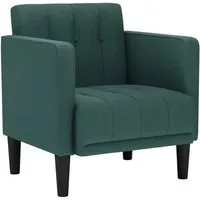 vidaXL Sessel mit Armlehnen Dunkelgrün 53 cm Stoff - Fernseh- & Relaxsessel, bietet außergewöhnlichen Komfort mit einer Kombination aus Schaumstoff und Feder für stützendes Sitzen, ideal zum Entspannen in jedem Raum.