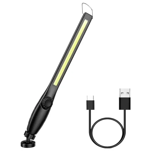 AuRiver Arbeitsleuchte LED Akku mit Magnet, Arbeitslampe LED Werkstatt, Werkstattlampe Arbeitslicht für Auto Reparatur, Werkstatt, Garage, Camping, Notbeleuchtung (Schwarz)