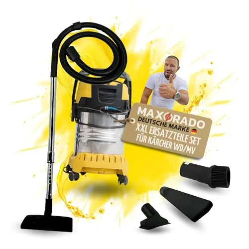 Maxorado XXL Ersatzteile Set für Kärcher Nass- und Trockensauger - Kompatibel mit vielen Kärcher Modellen, bietet dieses Set langlebige Ersatzteile, eine universelle Kombidüse für verschiedene Bodenarten und ein teleskopierbares Rohr für flexibles Saugen.