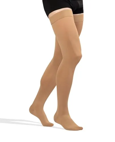 TONUS ELAST 23-32 mmHg AG Kompressionsstrümpfe mit Silikonband, mit geschlossener Zeh, Medizinische Klasse II, KKL 2 Stützstrümpfe mit Fußspitze für Damen & Herren (L, 170-182 cm, Schwarz)