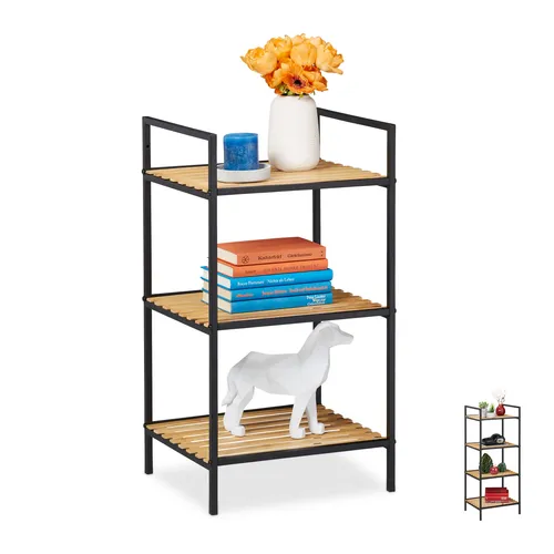 Relaxdays Standregal 3 Ablagen aus Bambus & Metall von Relaxdays