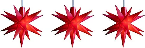 3D LED Weihnachtsstern Ø 8 cm - Dekowelt - Weihnachtsbeleuchtung mit 3 LED Sternen, energiesparend und mit Timer für stimmungsvolle Innendekoration. Flexibel platzierbar für das perfekte Weihnachtsflair!