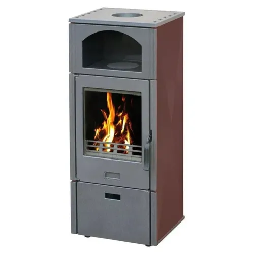 EEK A+ Kaminofen Plamen Laguna - 8kW, braun mit Herdplatte - Kaminofen für den Innenbereich mit 8 kW Nennwärmeleistung und 80,8% Wirkungsgrad. Aus robustem Gusseisen, ideal für gemütliche Wärme in jedem Zimmer.