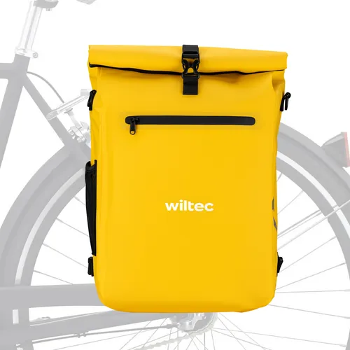 Wiltec 3 in 1 Gepäckträgertasche gelb – Fahrradtasche mit Laptopfach und 25 l Stauraum