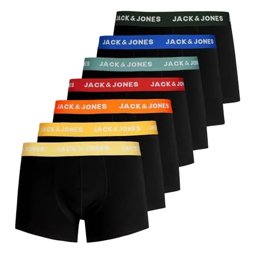 JACK & JONES Herren Unterhosen Shorts 7er Pack - Herren-Boxershorts im praktischen 7er Pack, mit elastischem Bund für optimalen Tragekomfort und stylischem Design in Schwarz.