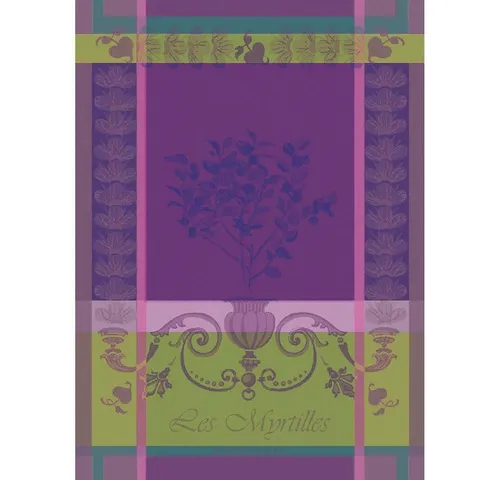 Garnier Thiebaut Geschirrtuch Myrtilles Violet - Hochwertiges Geschirrtuch aus 100 % Baumwolle im Jacquard-Damastdesign, saugfähig und maschinenwaschbar – perfekt für stilvolle Küchen und als Geschenkidee.
