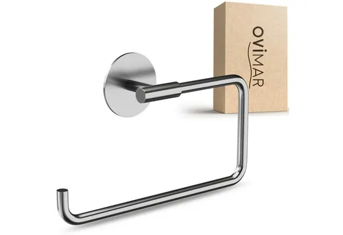 ovimar Handtuchring Anholt, Edelstahl Silber zum Kleben - Handtuchring in modernem Design, ideal für eine unkomplizierte Badgestaltung ohne Renovierung. Verleiht deinem Badezimmer Frische und Eleganz.
