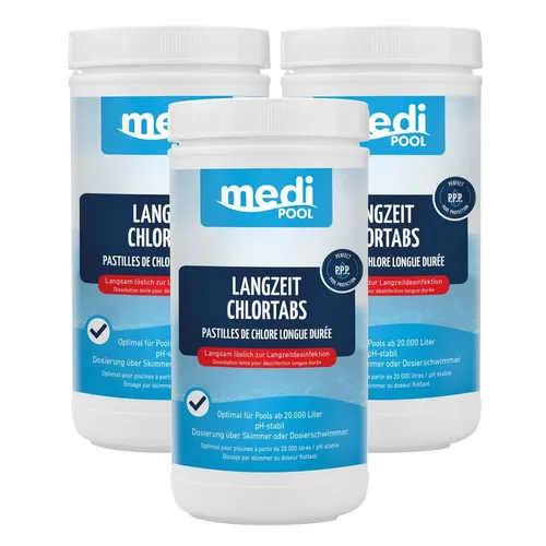 Langzeit ChlorTabs 200g, 3 x 1 kg mediPOOL, Langzeitchlortabletten 3 x