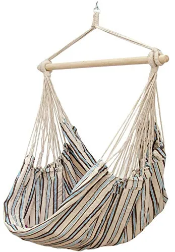 eyepower XL Hängesessel 185 x 130 cm für 2 Personen - Hängestuhl Outdoor & Indoor - Schwebesitz für Garten Balkon Terrasse - Relaxstuhl aus 100% Baumwolle - Sitzschaukel im Boho Stil ohne Gestell