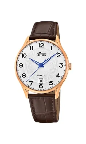 Lotus Herren Analog Uhr Braun Leder - Quarz - Kalender - 5 ATM Wasserdicht Elegant Vintage 18404/E Special Prices