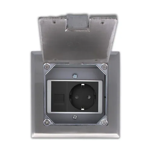 Bodentank Bodensteckdose VDE Steckdose + Netzwerk Dose Einbaufertig versenkbar