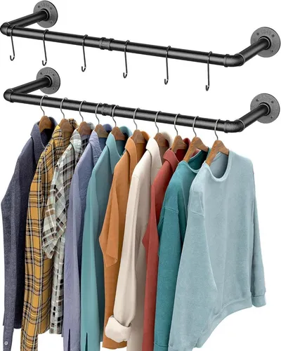 Produktbild OROPY Kleiderständer im industriellen Stil 2er Set Schwarz